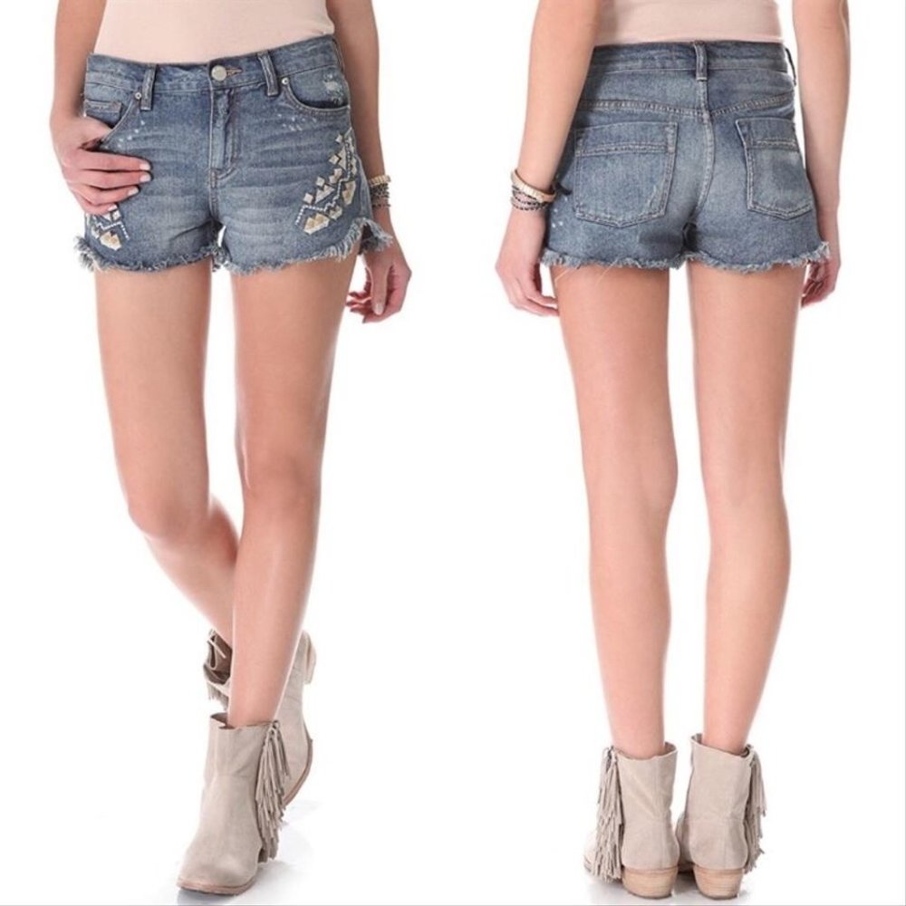 Free People Tulum Embroidered Shorts, Sz 26